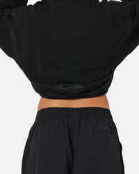 Nike Women's Sportswear Full-Zip Cropped French Terry Hoodie Black