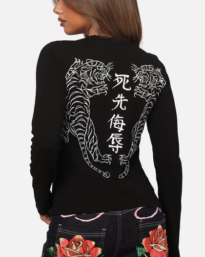 Ed Hardy Women's Tiger Long Sleeve T-Shirt Black
