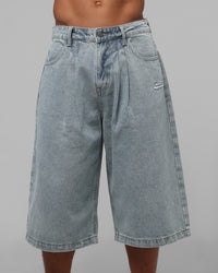 Loiter Star Born Pleated Jorts Blue Washed Denim