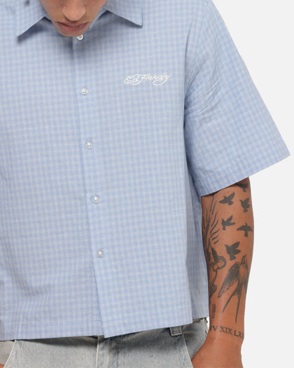 Ed Hardy Vandal Button Up Shirt Blue Check