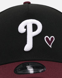 New Era Philadelphia Phillies 'Burgundy Hearts' 9FORTY A-Frame Snapback Black/Maroon
