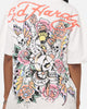 Ed Hardy Floral Skull T-Shirt Off White