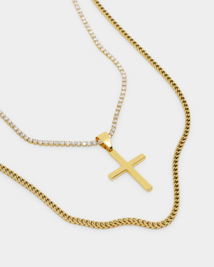 NXS Double Cross Chain Gold