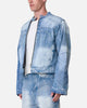 MNML Panelled Moto Denim Jacket Washed Blue