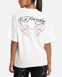 Ed Hardy Techno Rhinestone T-Shirt Off White