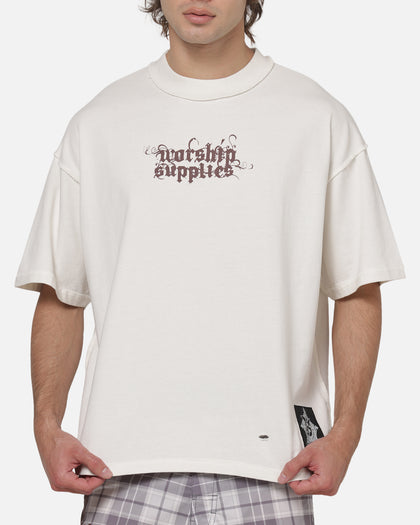 Worship Restraint Box Crop Reverse T-Shirt Coconut Milk