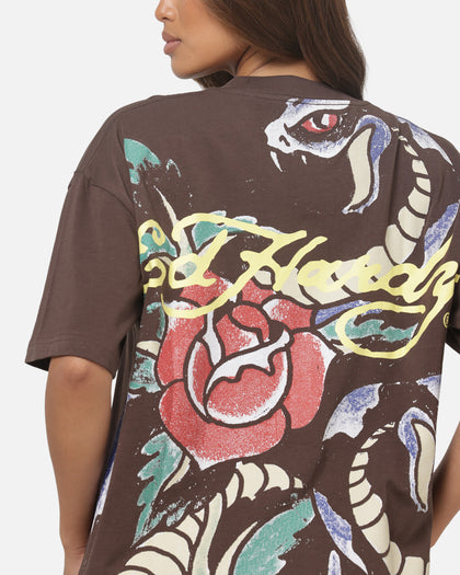 Ed Hardy Serpent T-Shirt Washed Brown