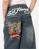 Ed Hardy Brave Hearts Jorts Washed Indigo