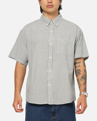 S Double Bay Stripe Classic Button Up Shirt Black/White Stripe