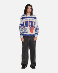 Mitchell & Ness New York Knicks Letterform Crewneck Grey Marle/Official Team Color