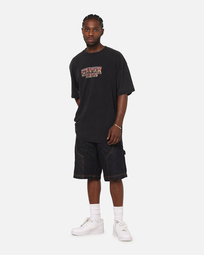 73Studio X Stranger Things Hawkins Heroes T-Shirt Black Acidwash