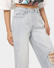 MNML Women's Baggy Distressed Jeans Vintage Blue