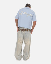 Ed Hardy Vandal Button Up Shirt Blue Check