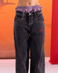 Ed Hardy Devil Wide Leg Denim Jeans Black
