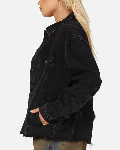 Saint Morta Daggers Cutoff Denim Jacket Vintage Black