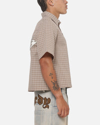 Ed Hardy Vandal Button Up Shirt Brown Check