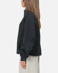 American Thrift Leisure Quarter Zip Mock Neck Sweater Washed Black