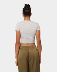 Puma Women's Classics Cropped Slim T-Shirt Light Gray Heather