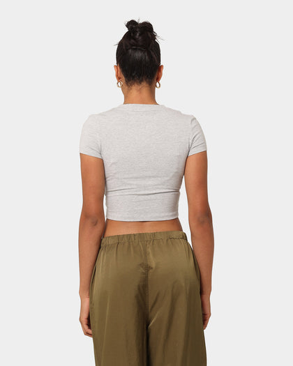 Puma Women's Classics Cropped Slim T-Shirt Light Gray Heather