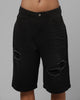 Loiter Distressed Jorts Black