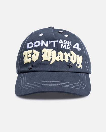 Ed Hardy Chrome Strapback Washed Blue