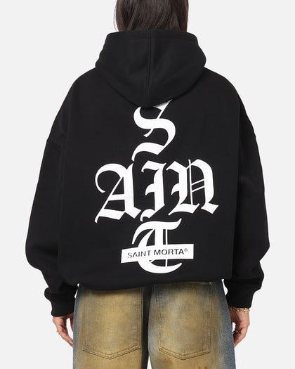 Saint Morta Gothic Stack Boxy Hoodie Black