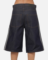 Adidas  Adicolor Jorts Mid-Rise Straight Leg Firebird Shorts Indigo Denim