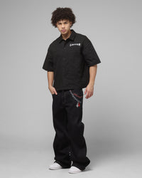 Loiter Work Wear Button Up Shirt Black