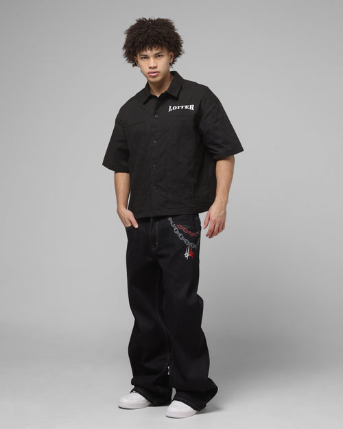 Loiter Work Wear Button Up Shirt Black