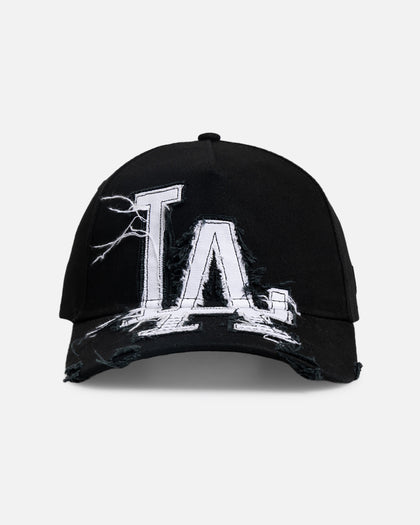 New Era Los Angeles Dodgers 'Applique Distressed' 9FORTY A-Frame Snapback Black/White