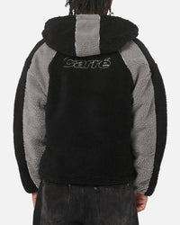 Carre Cream Sherpa Hood Zip Jacket Black