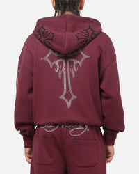 Ed Hardy Trinity Rhinestone Zip Hoodie Plum