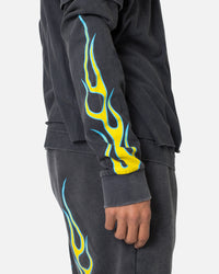 MNML Flame Double Layer Long Sleeve T-Shirt Black