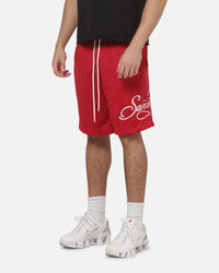 Saint Morta Scripted Mesh Shorts Vintage Red