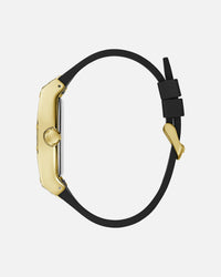 Guess Mainline Phoenix Frost Gold And Black Silicone Bracelet Watch Black/Gold