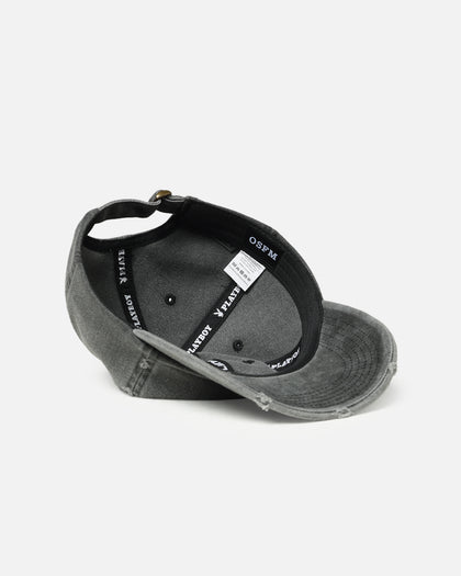 Playboy Distressed Vintage Strapback Dad Hat Black
