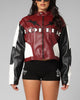 Loiter Women's Engine Cropped Vegan Leather Jacket Red