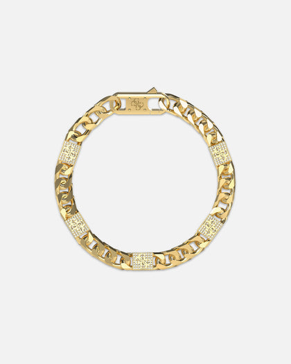 Guess Mainline 4G Curb Chain Pave Bracelet Gold