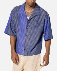 MNML Cropped Panel Stripe Shirt Blue