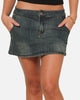 Ed Hardy Women's Tiger Denim Skirt Dirty Blue
