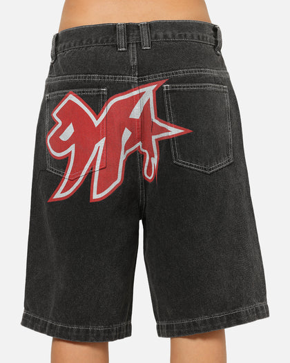 X-Large 91 Star Bull Denim Shorts Washed Black