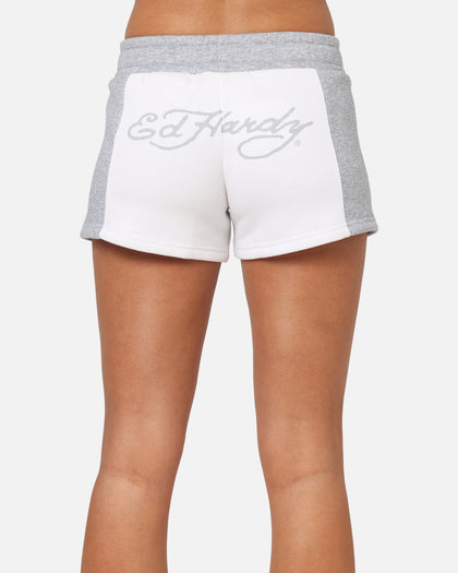 Ed Hardy Women's Fleece Shorts White/Grey