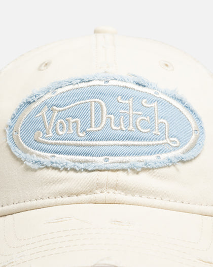 Von Dutch Distressed Trucker Snapback Ecru/Light Blue