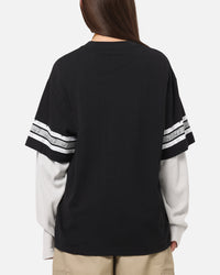 Mitchell & Ness Oakland Raiders Waffle Mock Layer Long Sleeve T-Shirt Black