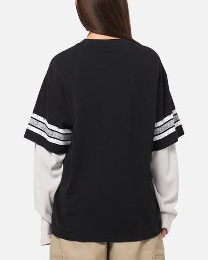 Mitchell & Ness Oakland Raiders Waffle Mock Layer Long Sleeve T-Shirt Black