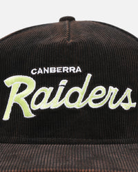 New Era Canberra Raiders 'NRL Golfer Washed Black' Pre-Curved Corduroy Golfer Snapback Washed Black