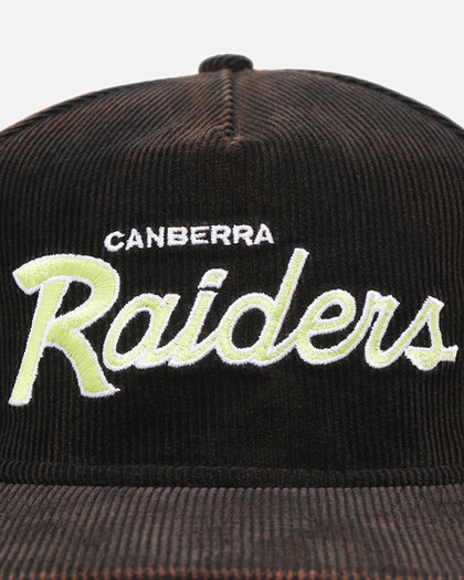 New Era Canberra Raiders 'NRL Golfer Washed Black' Pre-Curved Corduroy Golfer Snapback Washed Black