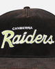 New Era Canberra Raiders 'NRL Golfer Washed Black' Pre-Curved Corduroy Golfer Snapback Washed Black