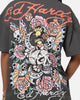 Ed Hardy Floral Skull T-Shirt Charcoal