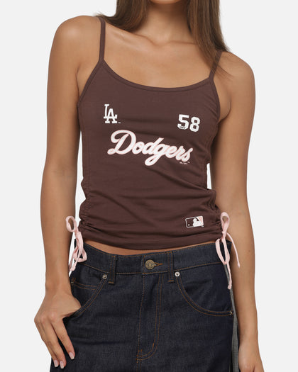 Majestic Athletic Women's Los Angeles Dodgers Rouched Tank Dark Chocolate